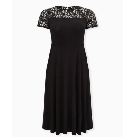 torrid Dresses & Skirts - Torrid Super Soft Black Lace Inset Midi Dress